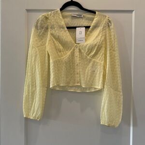 Sophie rue Long sleeve yellow sheer cropped shirt